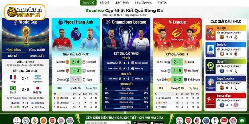 Kết Quả Bóng Đá Socolive - Cập Nhật Tỷ Số Nhanh Từng Giây 3 Socolive cập nhật kết quả bóng đá các giải đấu khác nhau